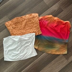 Women’s Strapless Tube Top - White, Orange, Multicolor